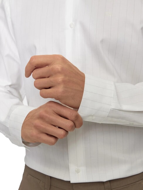 CK Slim Fit gestreiftes Langarmhemd strahlendes Wei&szlig; - Herrenhemden