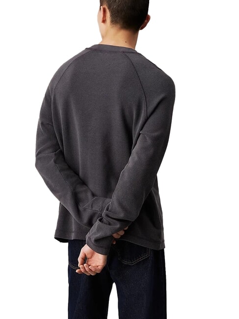 CK JEANS Langarm-T-Shirt mit Waffelmuster Ebenholz - Herren-T-Shirts