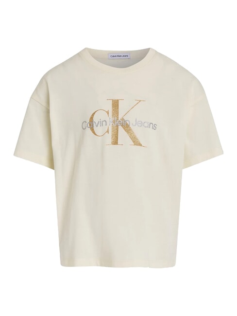 CK KIDS Kurzarm-T-Shirt mit Glitzer-Logo Nachgl&uuml;hen - Kinder-T-Shirt