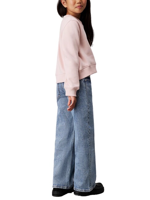 CK KIDS Relaxed Fit Jeans mit weitem Bein f&uuml;r M&auml;dchen Salz und Pfeffer blau - Kinderhosen