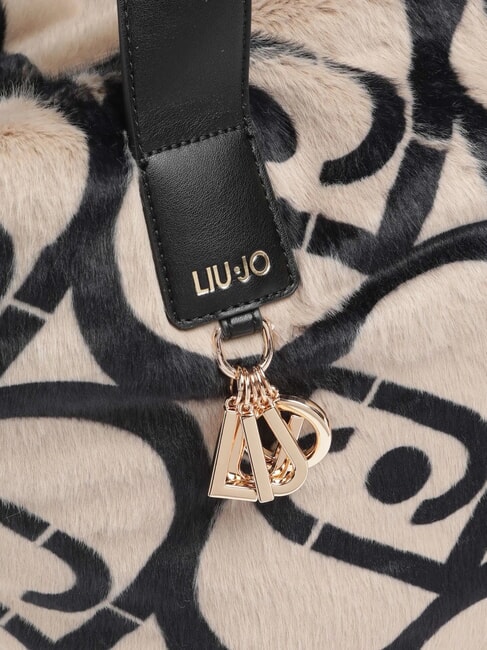 VERRY Gro&szlig;e Hobo-Tasche aus Pl&uuml;sch neutral/schwarz - Damentaschen