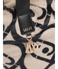 LIUJO VERRY Gro&szlig;e Hobo-Tasche aus Pl&uuml;sch neutral/schwarz - Damentaschen - 3