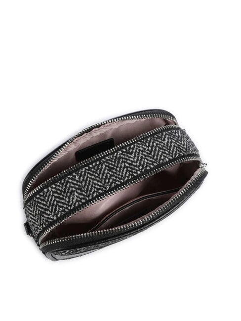 RIDHI Mini-Umh&auml;ngetasche aus Fischgr&auml;tgewebe SCHWARZ - Damentaschen