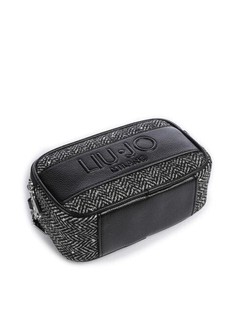 RIDHI Mini-Umh&auml;ngetasche aus Fischgr&auml;tgewebe SCHWARZ - Damentaschen