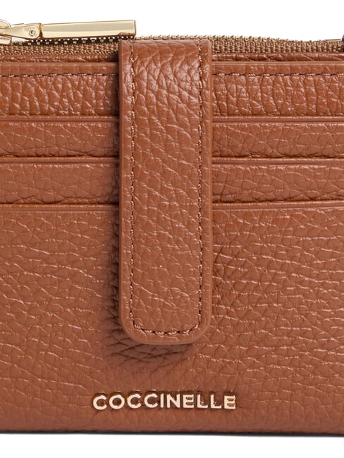METALLIC SOFT Mini-Geldb&ouml;rse aus Leder Cognac - Brieftaschen Damen