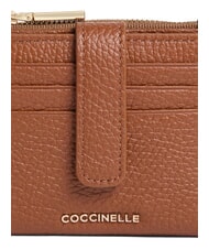 COCCINELLE METALLIC SOFT Mini-Geldb&ouml;rse aus Leder Cognac - Brieftaschen Damen - 3