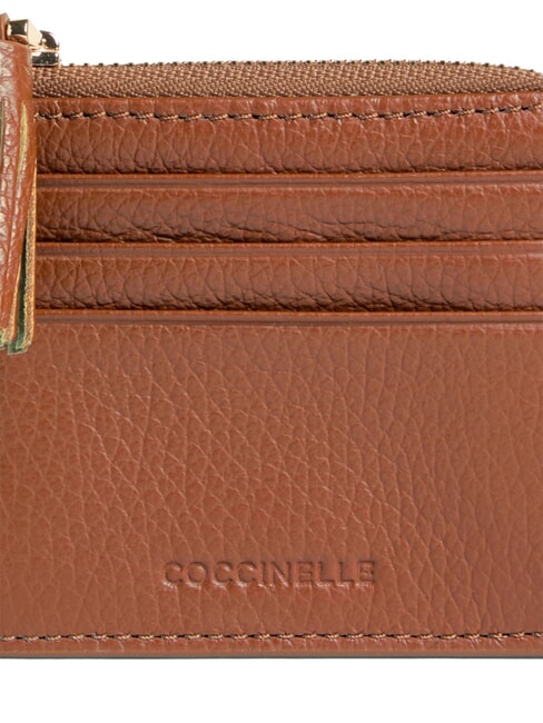 TASSEL Kartenetui mit Rei&szlig;verschluss aus geh&auml;mmertem Leder Cognac - Brieftaschen Damen