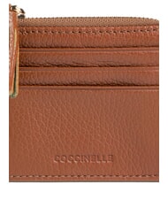 COCCINELLE TASSEL Kartenetui mit Rei&szlig;verschluss aus geh&auml;mmertem Leder Cognac - Brieftaschen Damen - 3