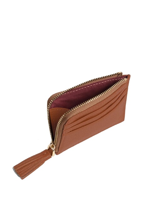TASSEL Kartenetui mit Rei&szlig;verschluss aus geh&auml;mmertem Leder Cognac - Brieftaschen Damen