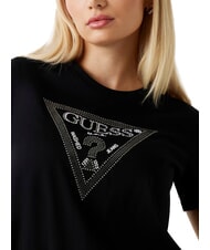 GUESS SS CN KRYSTAL TRIANGLE Kurzarm-T-Shirt mit Nieten und Strass jetbla - T-Shirts und Tops f&uuml;r Damen - 3