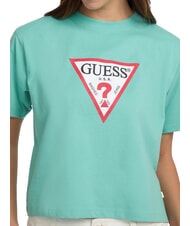 GUESS JEANS SS CN BOXY ICONIC  Baumwoll-T-Shirt Bucht Lagune - T-Shirts und Tops f&uuml;r Damen - 3
