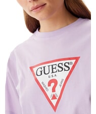 GUESS JEANS SS CN BOXY ICONIC  Baumwoll-T-Shirt lila Blume - T-Shirts und Tops f&uuml;r Damen - 3