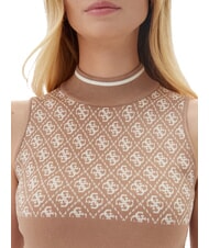 GUESS LISE 4G Strickjacke mit Rundhalsausschnitt nasser Sand und Creme c - Damenpullover - 3