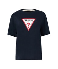 GUESS JEANS ICONIC Kurzarm-T-Shirt mit entspannter Passform gewagter Ozean - T-Shirts und Tops f&uuml;r Damen - 4