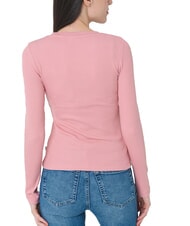 GUESS JEANS EMBRO Lang&auml;rmliges geripptes T-Shirt leichtes Rosa - T-Shirts und Tops f&uuml;r Damen - 2