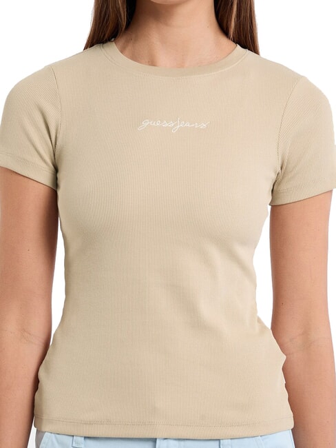 EMBRO SLIM Geripptes Kurzarm-T-Shirt Safari-Br&auml;une - T-Shirts und Tops f&uuml;r Damen