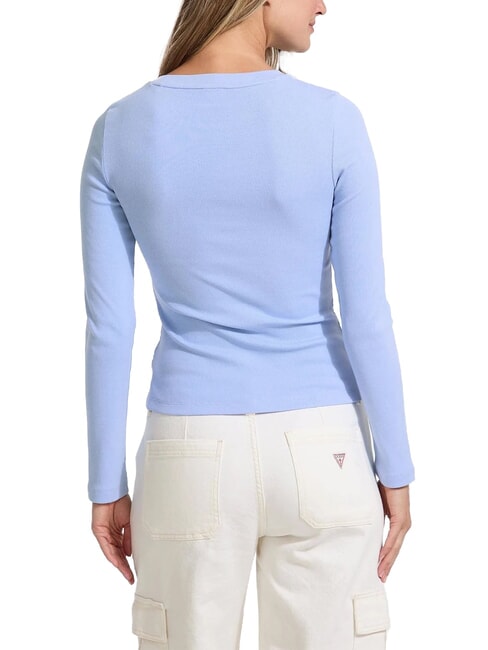 EMBRO Lang&auml;rmliges geripptes T-Shirt frisches Zendy-Blau - T-Shirts und Tops f&uuml;r Damen