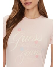 GUESS JEANS FLOWER Slim Fit Kurzarm-T-Shirt err&ouml;tende Baumwolle - T-Shirts und Tops f&uuml;r Damen - 3