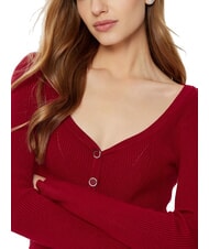 GUESS KATELYN Gerippter Cardigan mit Schmuckkn&ouml;pfen Sirenenrot - Damenpullover - 3