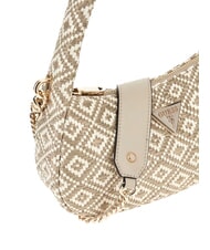 GUESS RIANEE Mini-Hobo-Tasche aus Webstoff Taupe - Damentaschen - 3