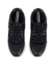 LIUJO MAXI WONDER 01 Sneakers aus Leder und Mesh schwarz/karminrot - Damenschuhe - 4