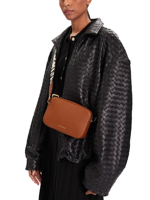 TEBE Schultertasche aus strukturiertem Leder Cognac - Damentaschen