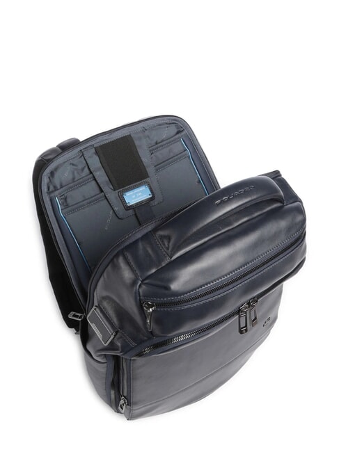 W136 14" Laptop-Rucksack aus Leder Blau - PC-Rucks&auml;cke