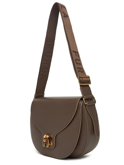 LOTUS Ledertasche mit Logo-Schultergurt Mahagoni/Mahagonit&ouml;ne - Damentaschen