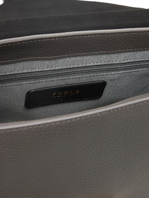 LOTUS Ledertasche mit Logo-Schultergurt urbanes Grau/urbane Graut&ouml;ne - Damentaschen