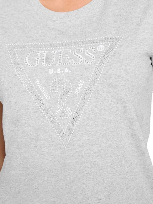 SS CN KRYSTAL TRIANGLE Kurzarm-T-Shirt mit Nieten und Strass hellmeliert grau m - T-Shirts und Tops f&uuml;r Damen