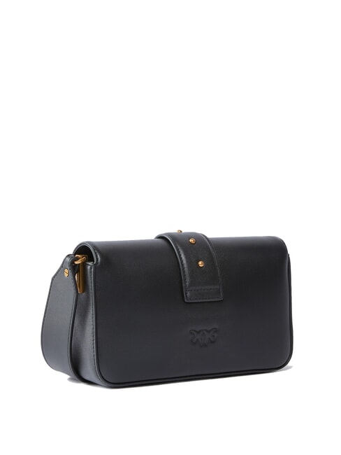 LOVE ONE SLOUCHY Mini-Umh&auml;ngetasche aus Leder schwarz-antikgold - Damentaschen