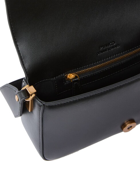 LOVE ONE SLOUCHY Mini-Umh&auml;ngetasche aus Leder schwarz-antikgold - Damentaschen