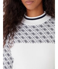 GUESS MOCK NECK AUBREY 4G Slim Fit Pullover 4 g Creme und Blau - Damenpullover - 3