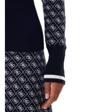 GUESS MOCK NECK AUBREY 4G Slim Fit Pullover 4 g Blau und Creme - Damenpullover - 4