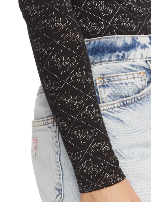 TEODORA Lang&auml;rmliger Rundhalspullover mit Strasssteinen jetbla - Damenpullover