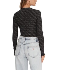 GUESS TEODORA Lang&auml;rmliger Rundhalspullover mit Strasssteinen - Damenpullover