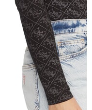 GUESS TEODORA Lang&auml;rmliger Rundhalspullover mit Strasssteinen jetbla - Damenpullover - 4