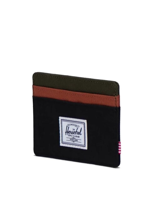 CHARLIE  Flacher Kartenhalter Schwarz/Efeugr&uuml;n/Chutney - Brieftaschen Damen