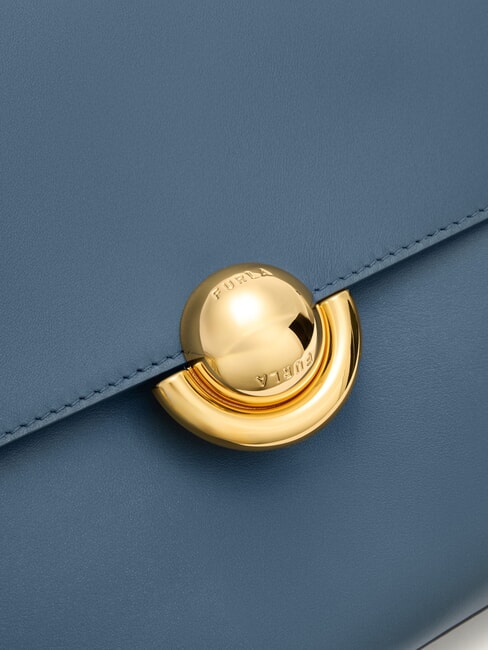 DOMUS  Umh&auml;ngetasche, Leder grau blau - Damentaschen