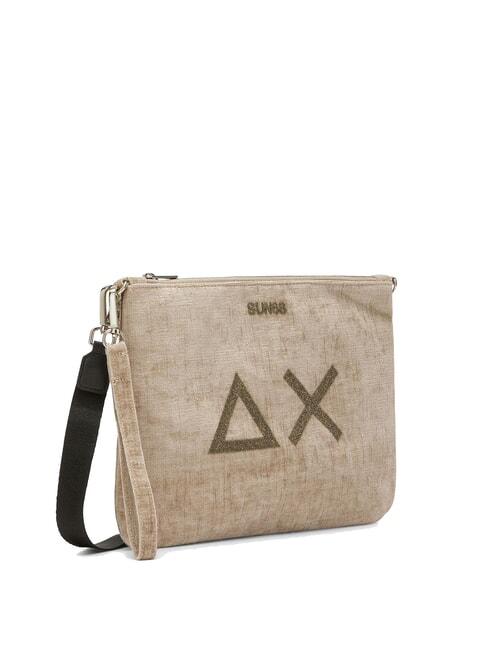 VELVET Clutch mit Polyserin und Schultergurt Beige - Damentaschen