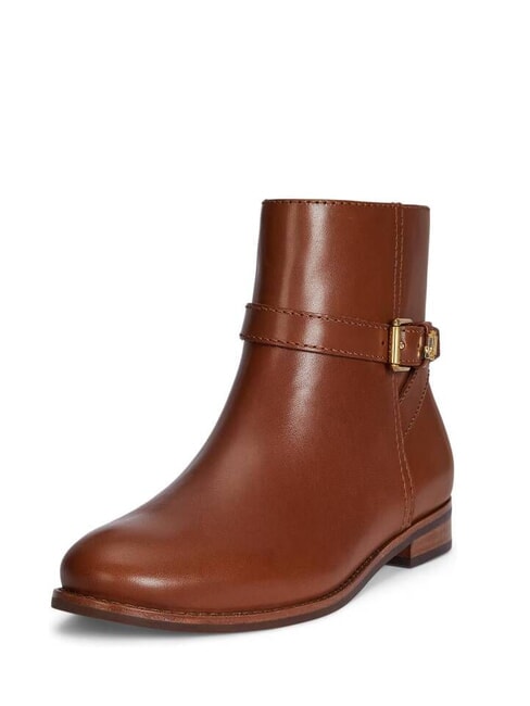 BROOKE 2 Niedrige Lederstiefeletten mit Schnalle Lauren Tan1 - Damenschuhe