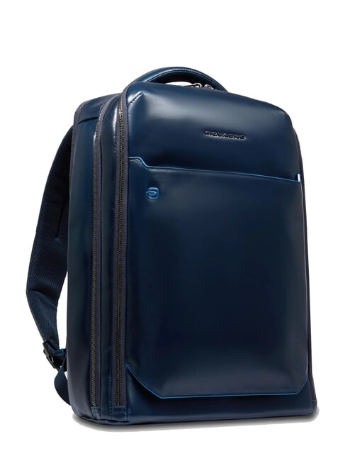 BLUE SQUARE Fast-Check-Lederrucksack f&uuml;r 15,6"-Laptop Blau - PC-Rucks&auml;cke
