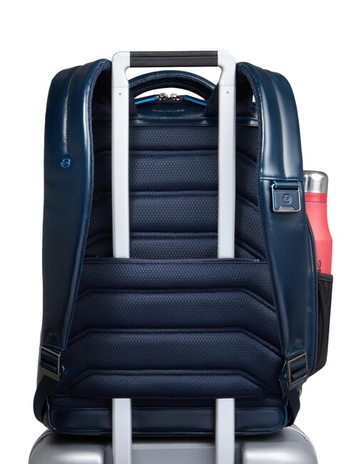 BLUE SQUARE Fast-Check-Lederrucksack f&uuml;r 15,6"-Laptop Blau - PC-Rucks&auml;cke