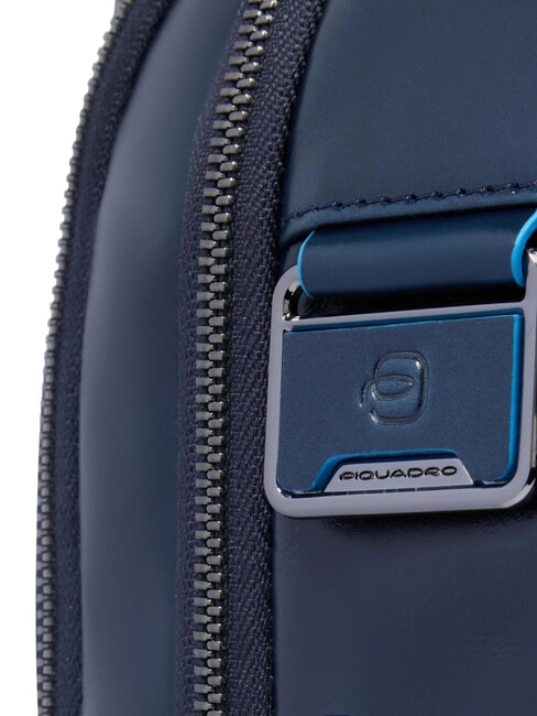 BLUE SQUARE Fast-Check-Lederrucksack f&uuml;r 15,6"-Laptop Blau - PC-Rucks&auml;cke