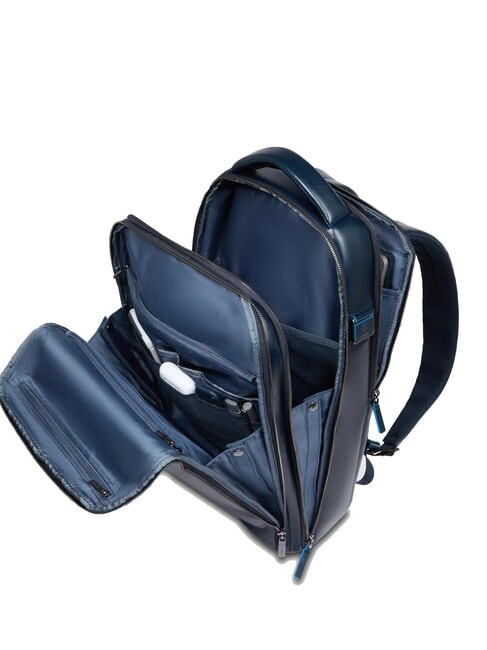 BLUE SQUARE Fast-Check-Lederrucksack f&uuml;r 15,6"-Laptop Blau - PC-Rucks&auml;cke