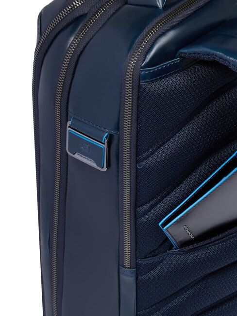 BLUE SQUARE Fast-Check-Lederrucksack f&uuml;r 15,6"-Laptop Blau - PC-Rucks&auml;cke