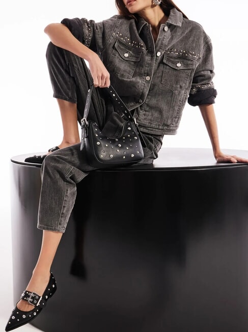 ESTER Kleine Umh&auml;ngetasche mit Nieten SCHWARZ - Damentaschen