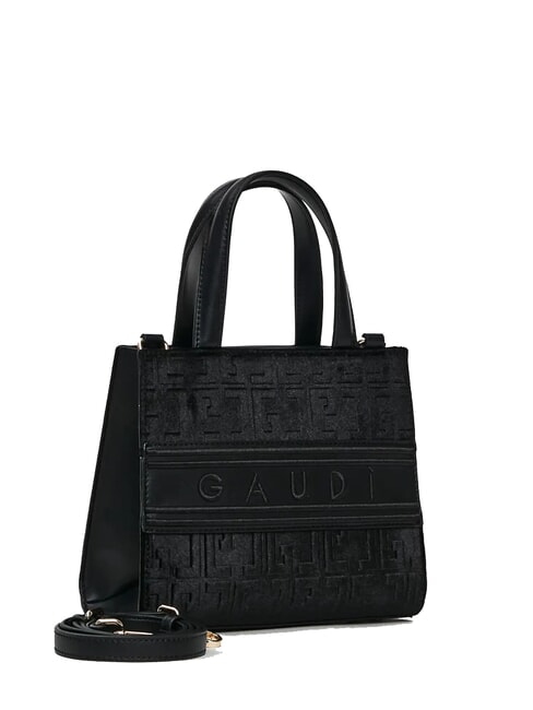 ADA VELUR S Kleine Tasche mit Samteins&auml;tzen SCHWARZ - Damentaschen