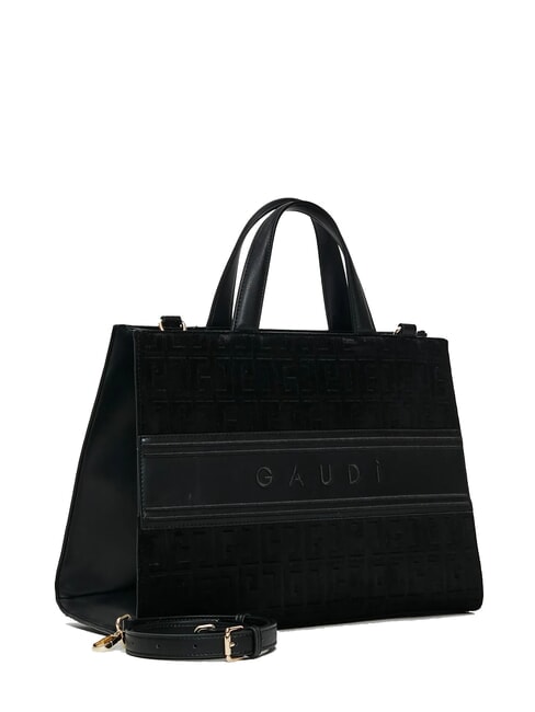 ADA VELUR L Handtasche mit Samteins&auml;tzen SCHWARZ - Damentaschen