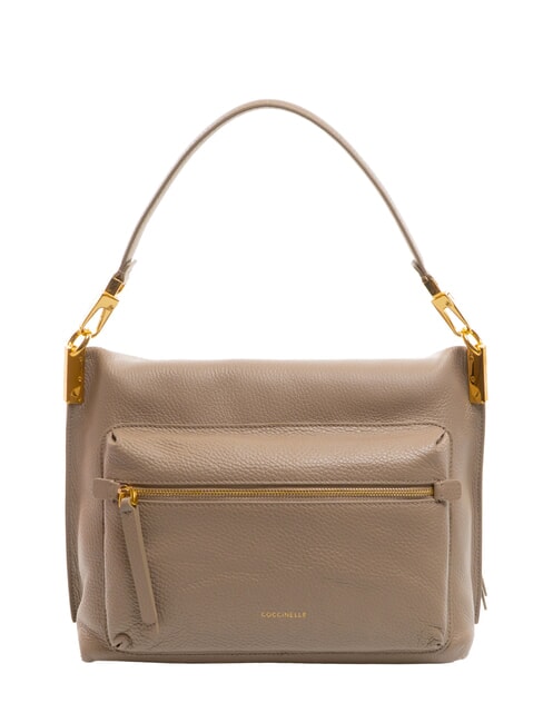 HYLE Mittelgro&szlig;e Ledertasche mit Doppelfunktion warmes Taupe - Damentaschen